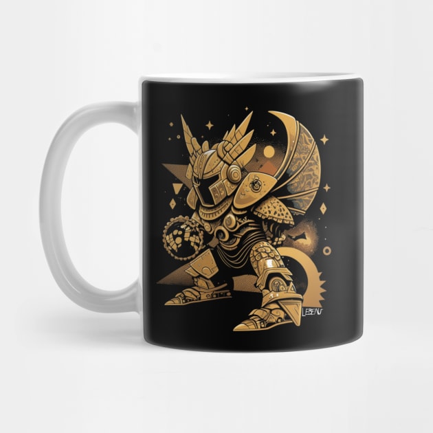 mecha robot knight in ecopop golden armor pattern by jorge_lebeau